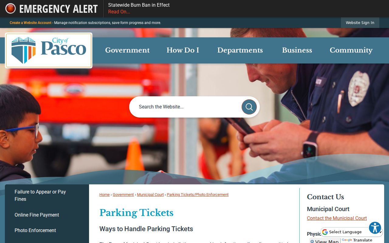 Franklin County traffic court parking and photo enforcement page